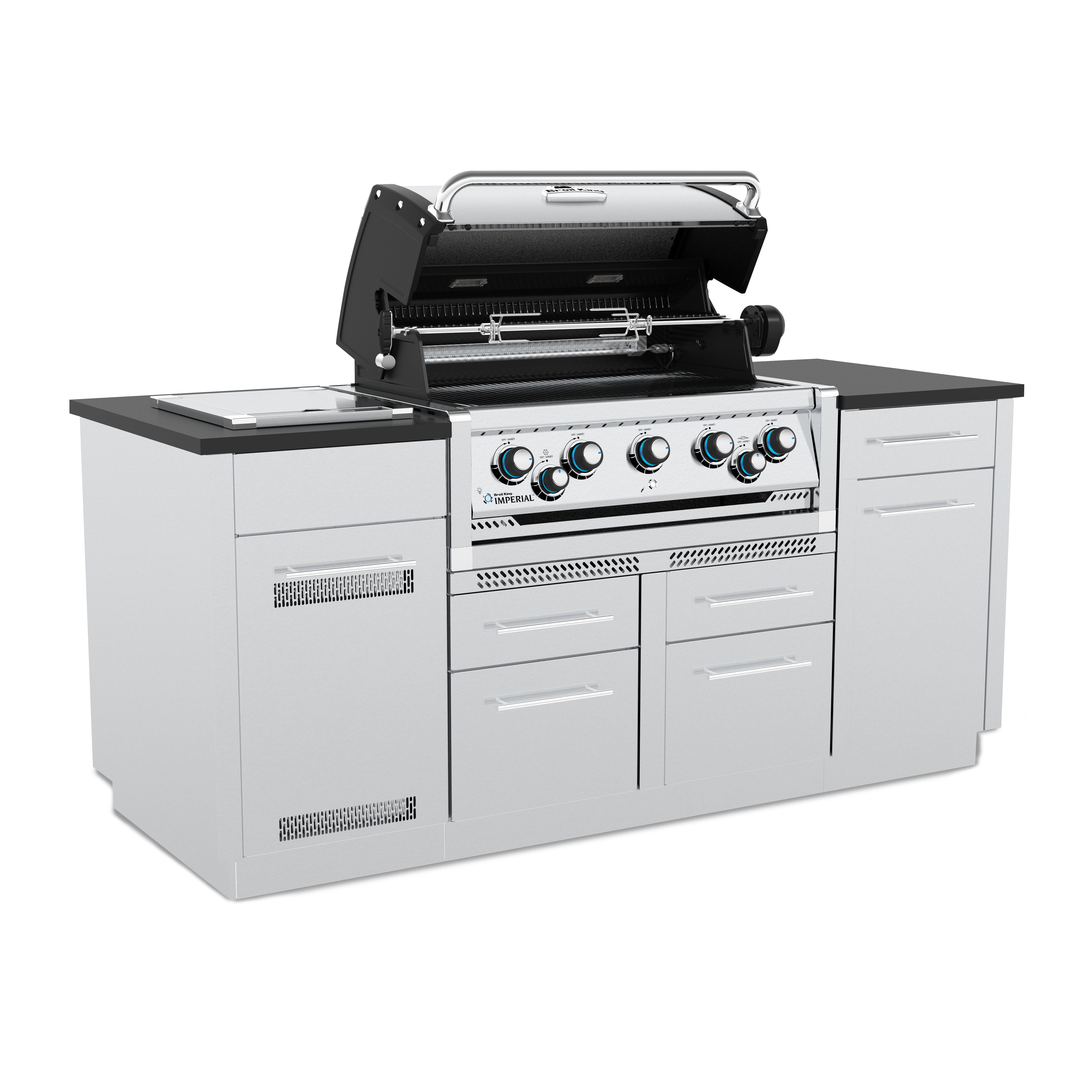 Broil King Imperial S 590i 5-Burner Gas Grill Center With Rotisserie & Side Burner - Stainless Steel