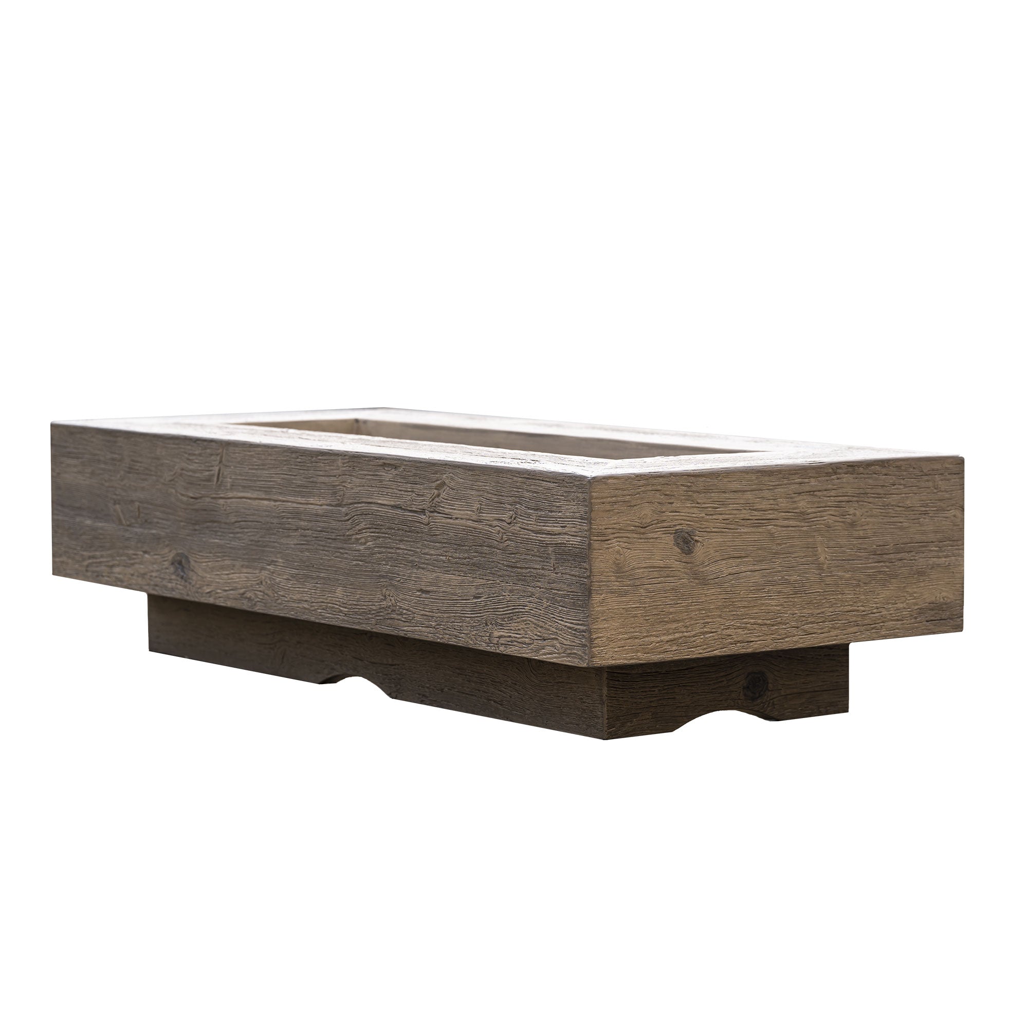 Rectangular Coronado Fire Pit – Wood Grain GFRC Concrete for a Modern, Natural Feel
