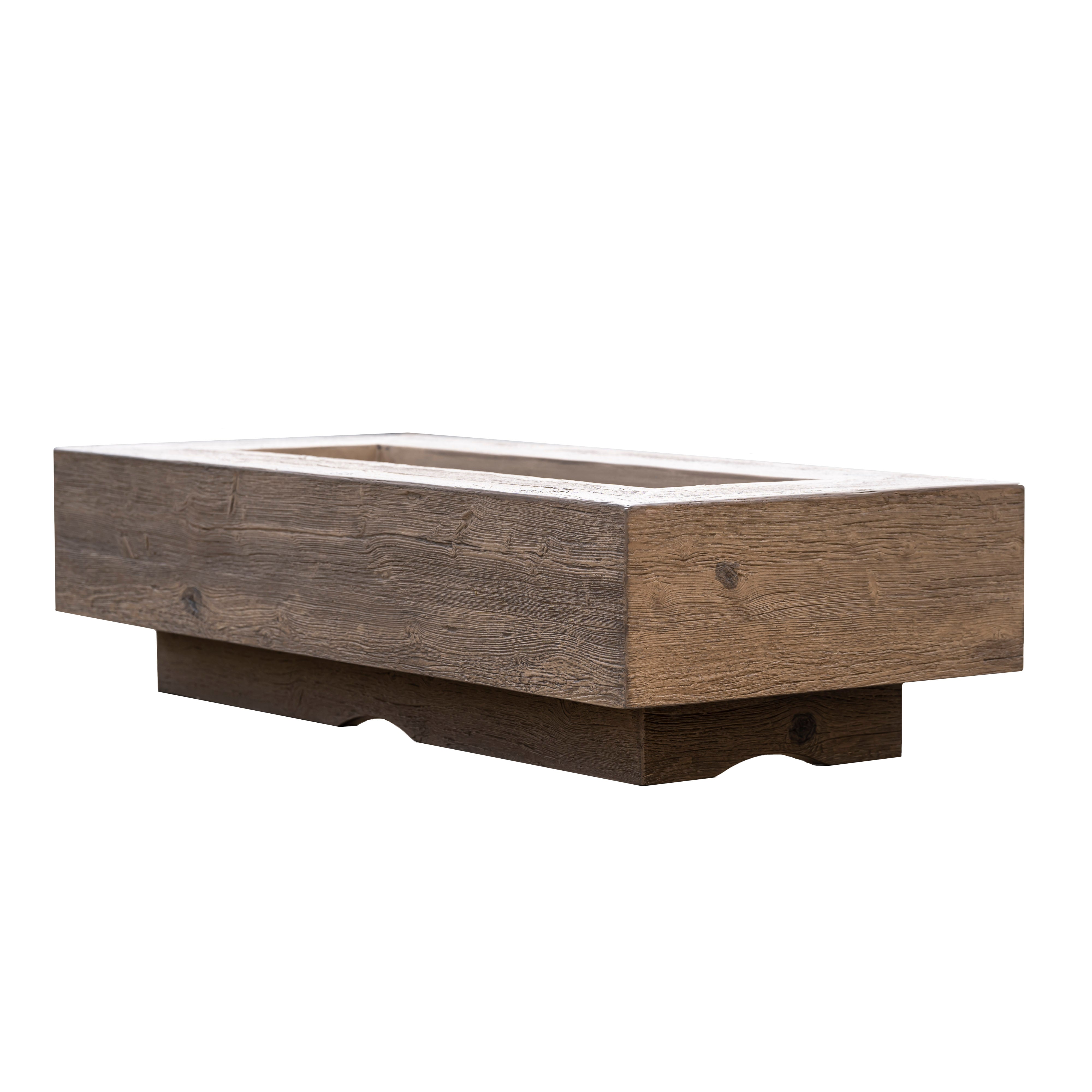 Rectangular Coronado Fire Pit – Wood Grain GFRC Concrete for a Modern, Natural Feel