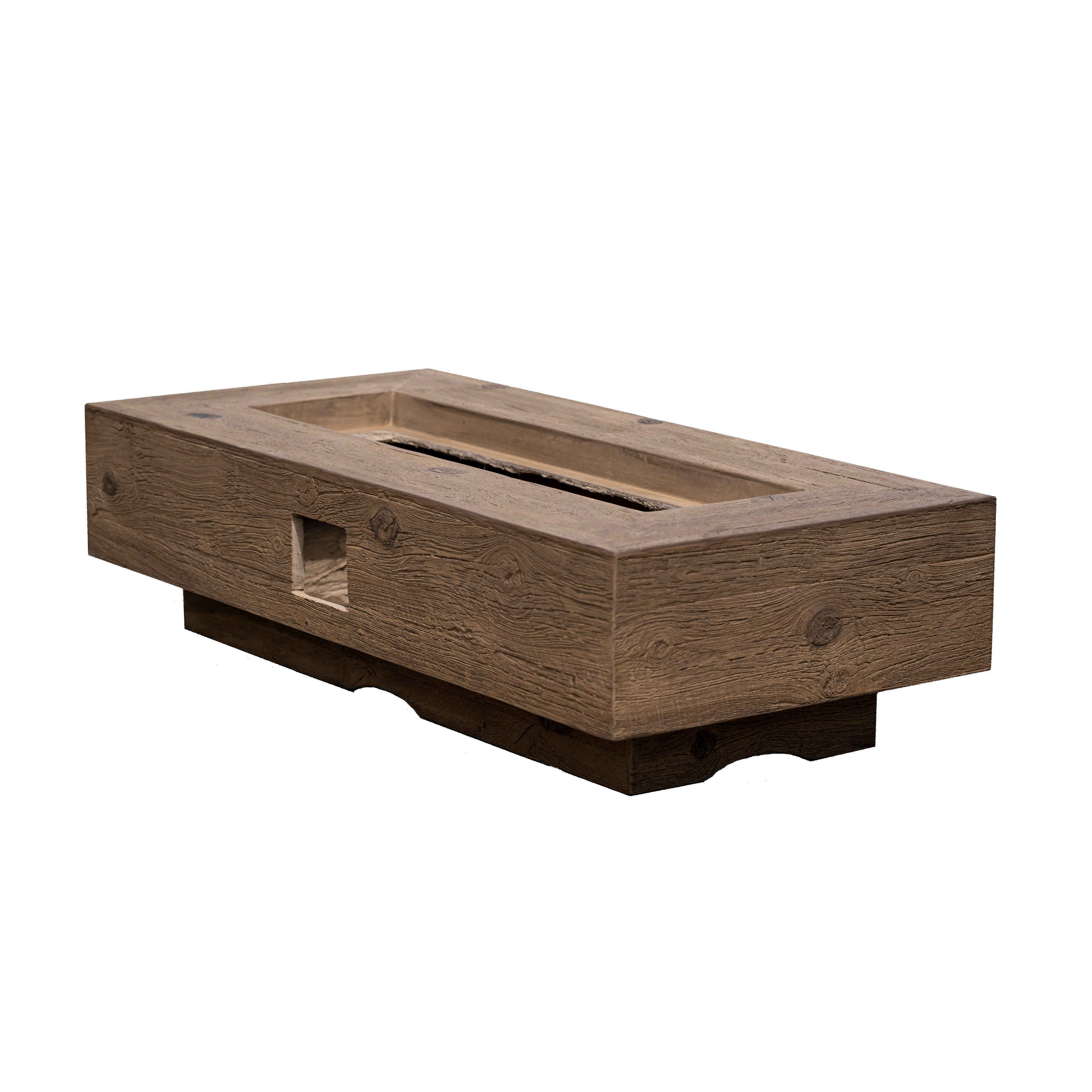 Rectangular Coronado Fire Pit – Wood Grain GFRC Concrete for a Modern, Natural Feel