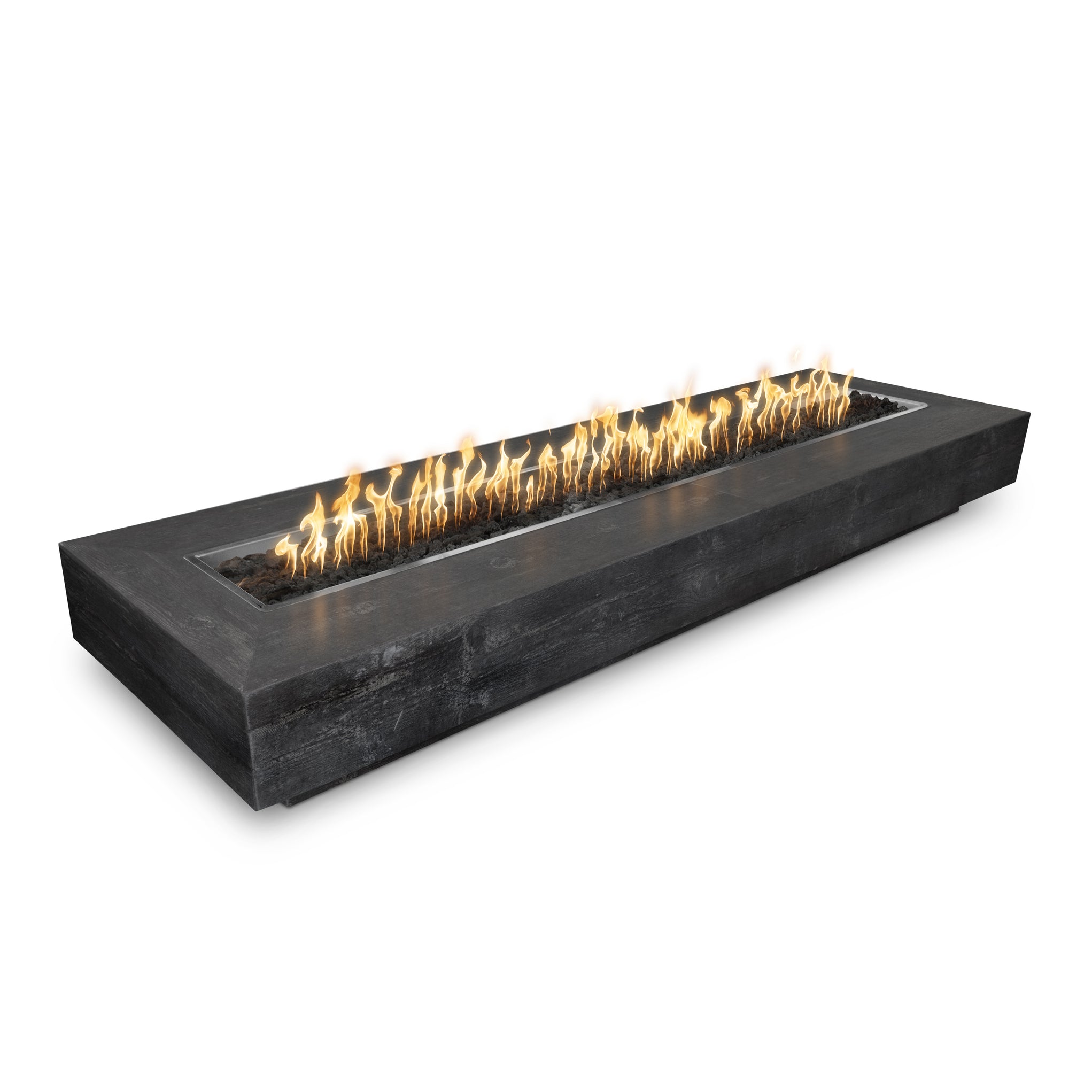 Rectangular Coronado Fire Pit – Wood Grain GFRC Concrete for a Modern, Natural Feel