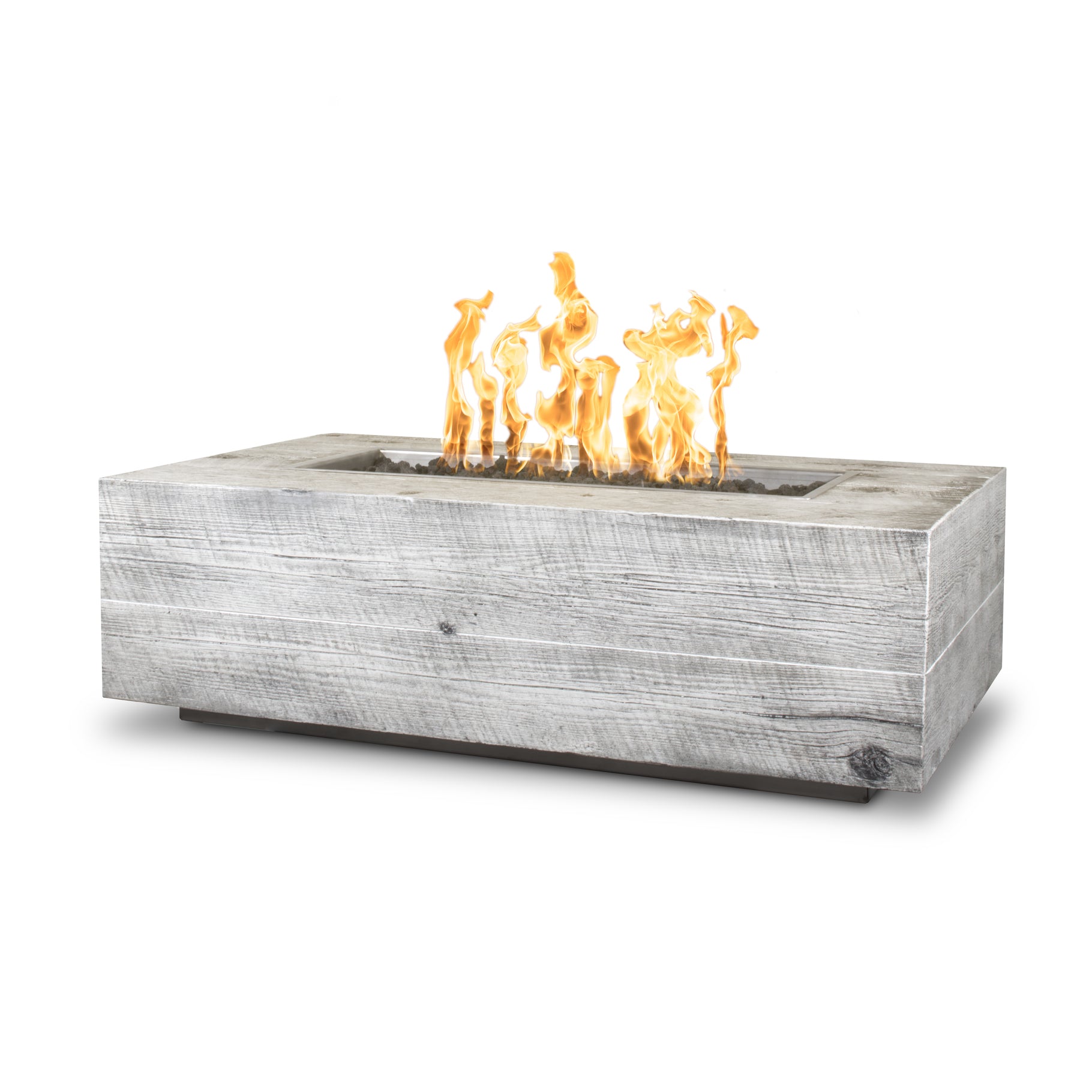 Rectangular Coronado Fire Pit – Wood Grain GFRC Concrete for a Modern, Natural Feel