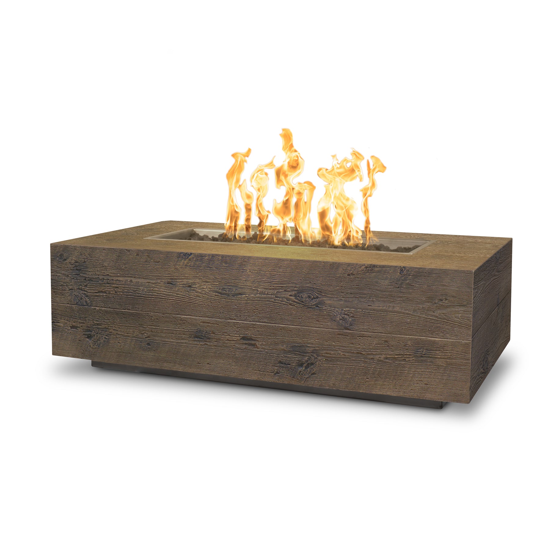 Rectangular Coronado Fire Pit – Wood Grain GFRC Concrete for a Modern, Natural Feel