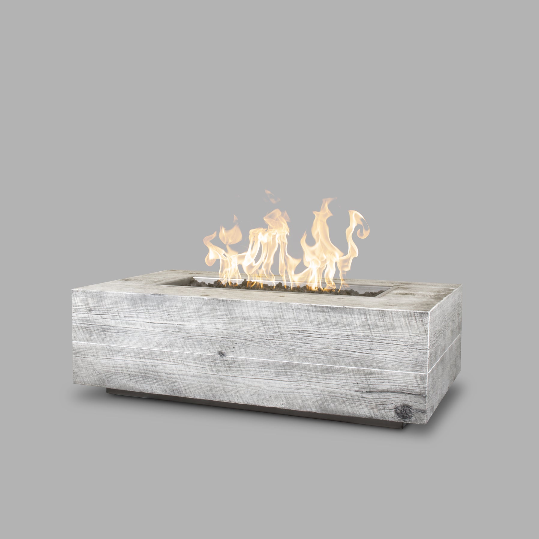 Rectangular Coronado Fire Pit – Wood Grain GFRC Concrete for a Modern, Natural Feel