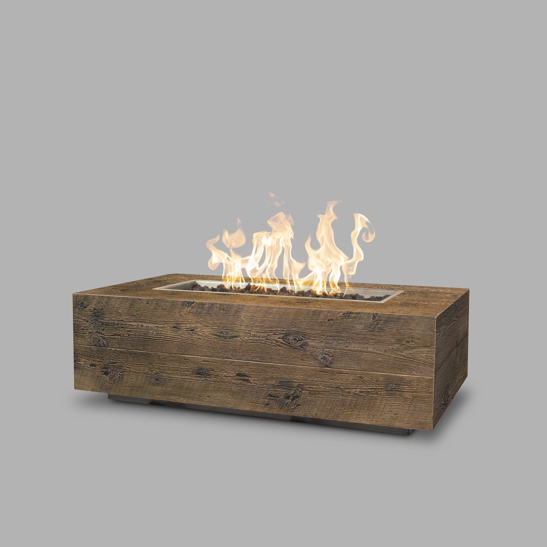 Rectangular Coronado Fire Pit – Wood Grain GFRC Concrete for a Modern, Natural Feel