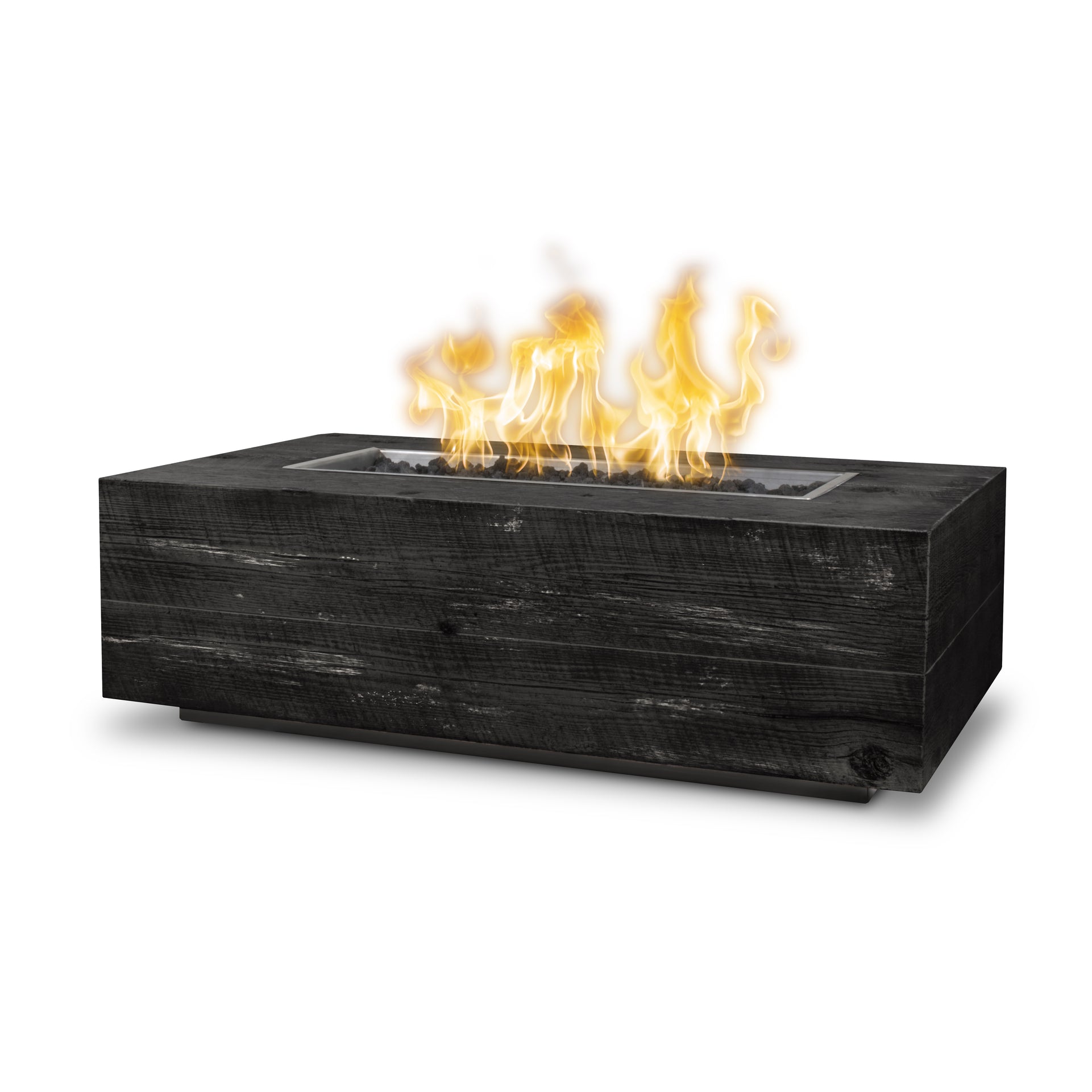 Rectangular Coronado Fire Pit – Wood Grain GFRC Concrete for a Modern, Natural Feel