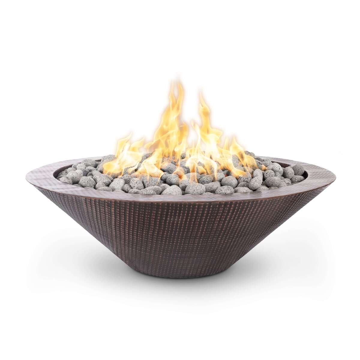 The Outdoor Plus 48″ Cazo Fire Pit – Narrow Ledge Hammered Copper