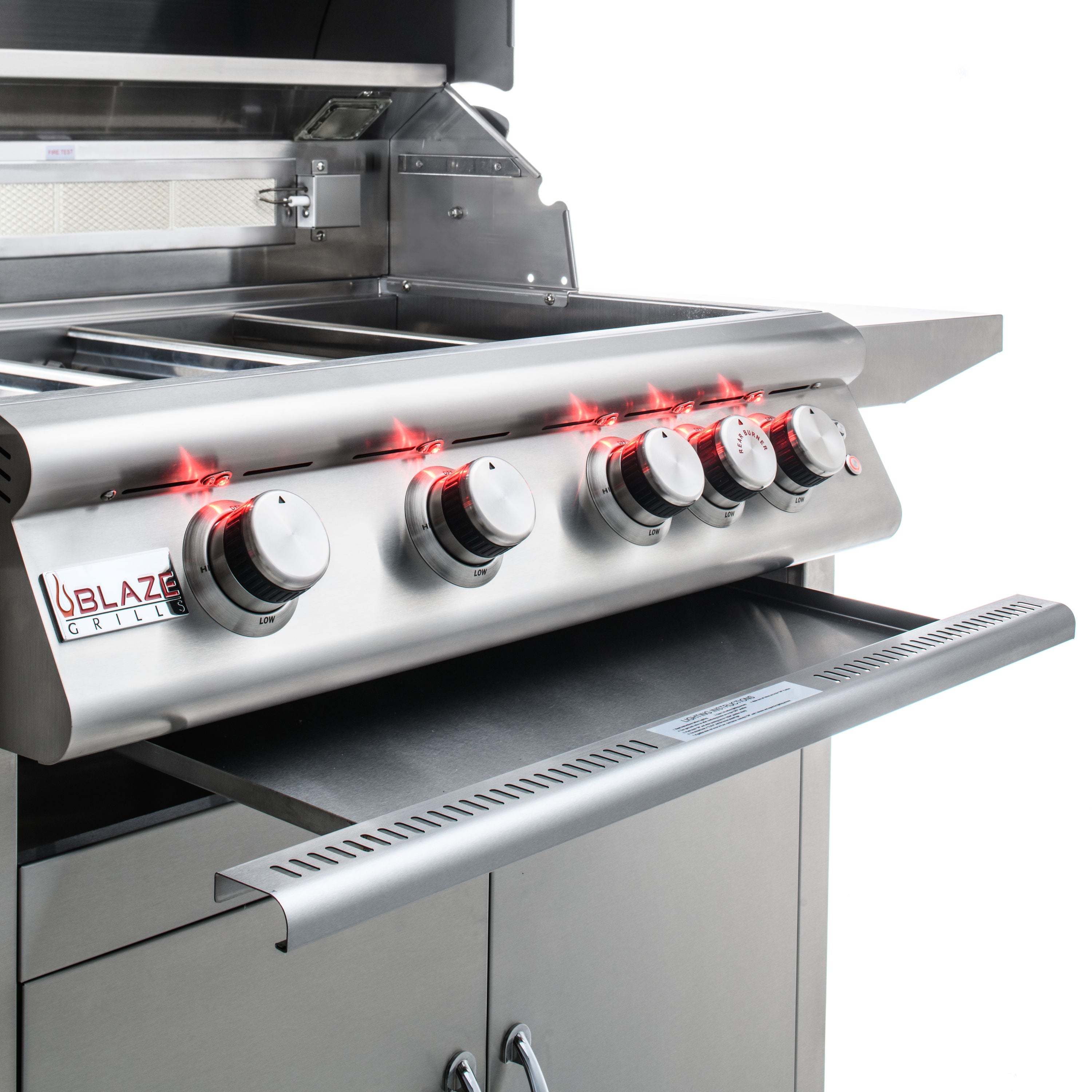 Blaze Premium LTE 32-Inch 4-Burner Built-In Gas Grill w/ Rear Infrared Burner & Grill Lights - BLZ-4LTE2-NG/LP