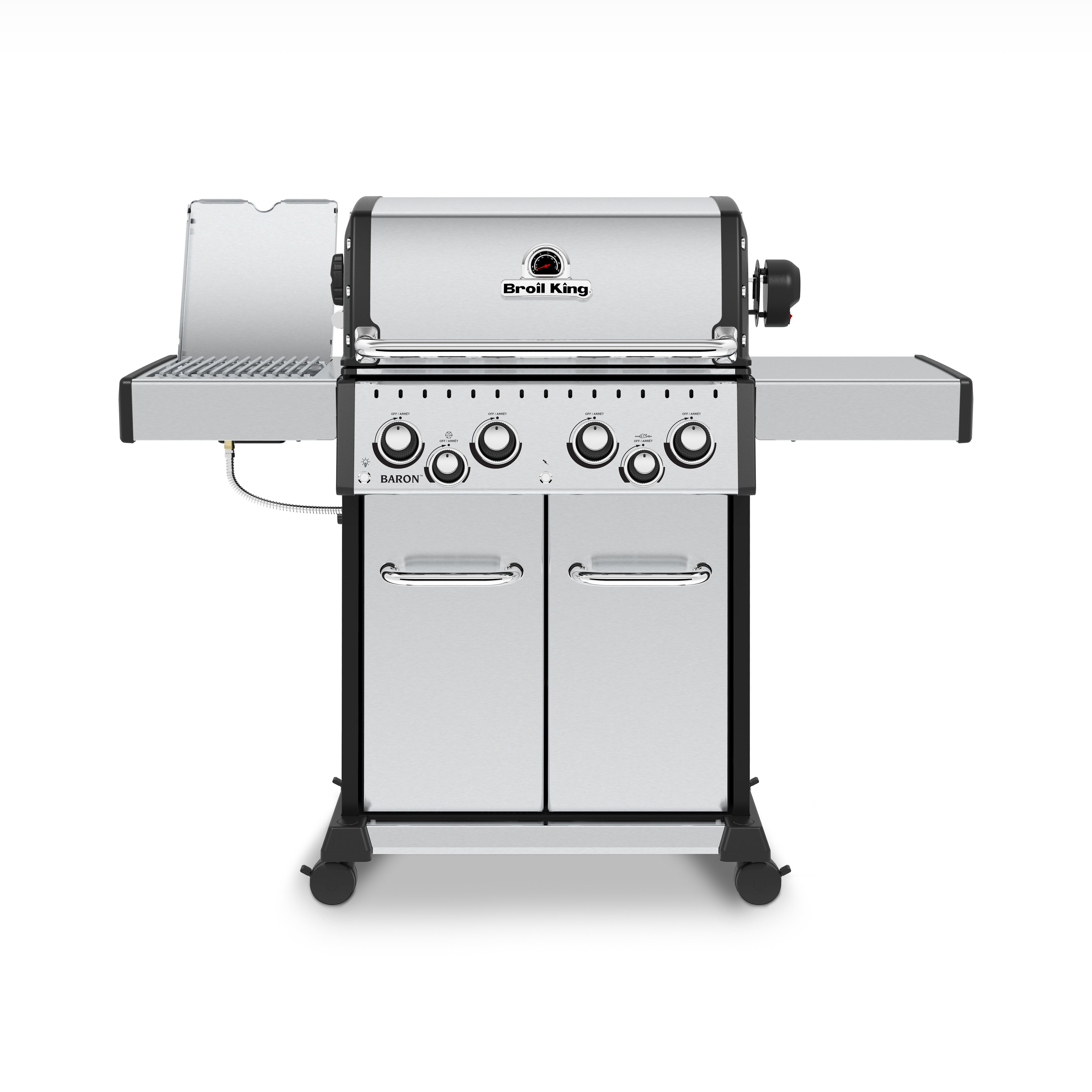 Broil King Baron 490 Pro 4-Burner Gas Grill in Black with Side Burner and Rear Rotisserie Burner – Performance and Versatility