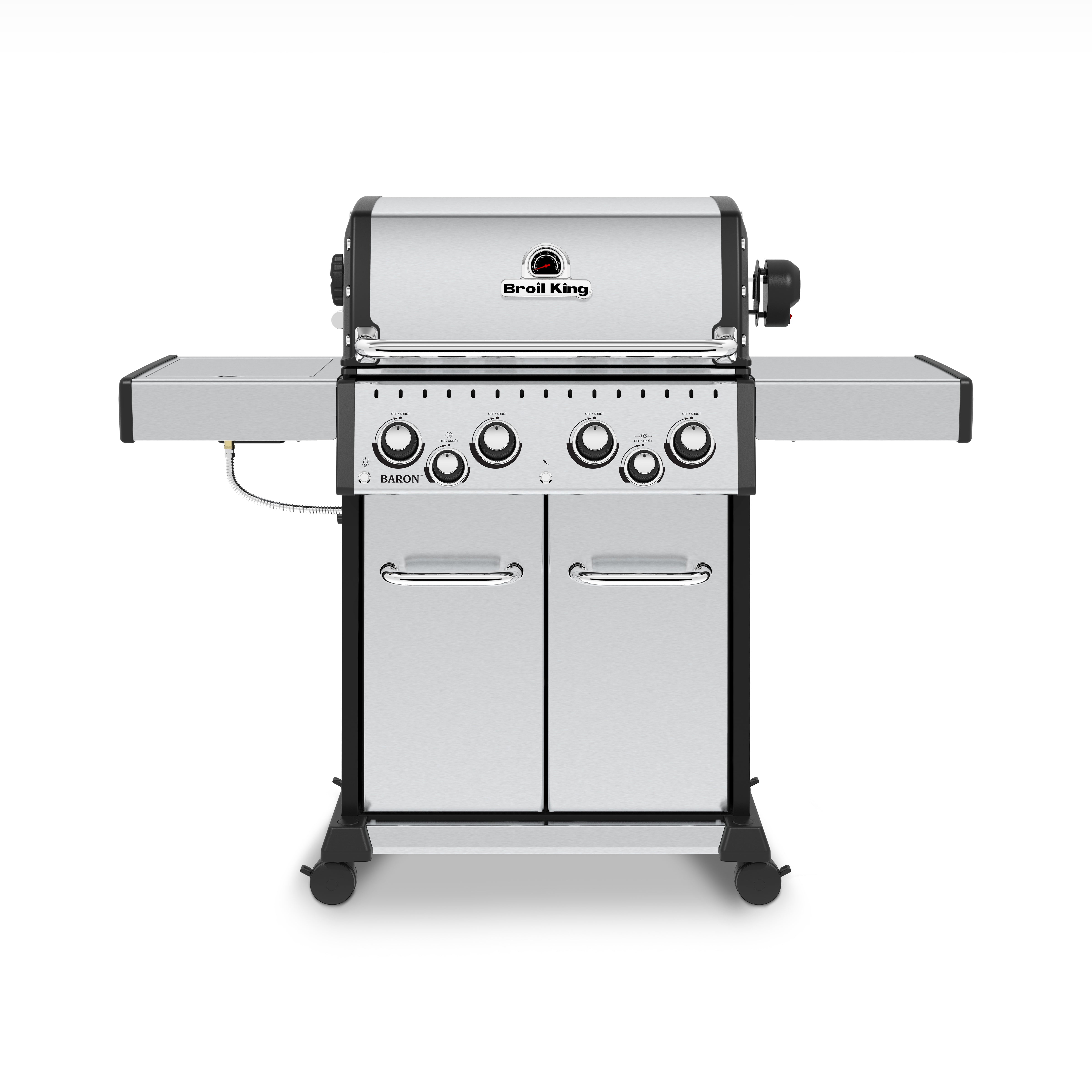 Broil King Baron 490 Pro 4-Burner Gas Grill in Black with Side Burner and Rear Rotisserie Burner – Performance and Versatility