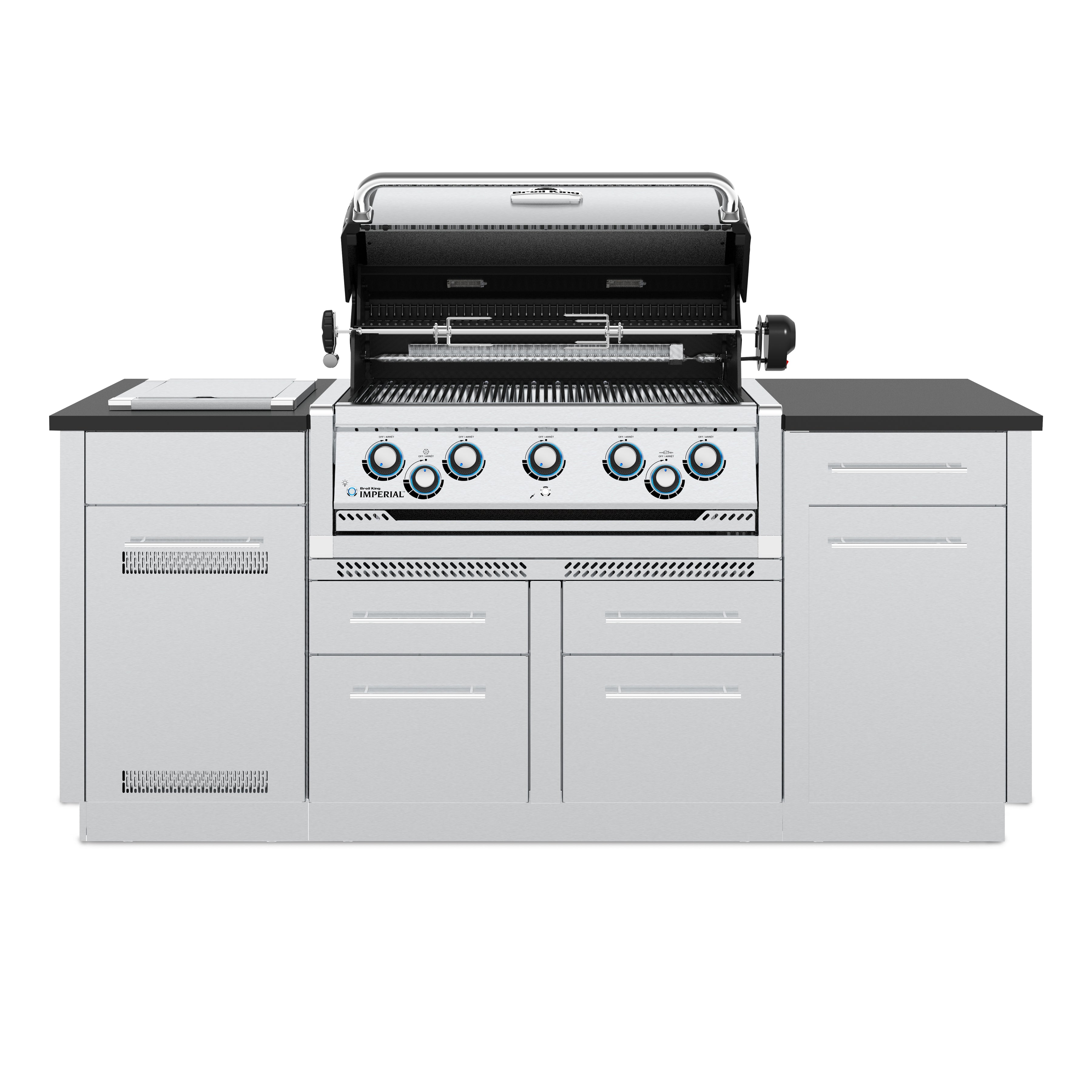 Broil King Imperial S 590i 5-Burner Gas Grill Center With Rotisserie & Side Burner - Stainless Steel