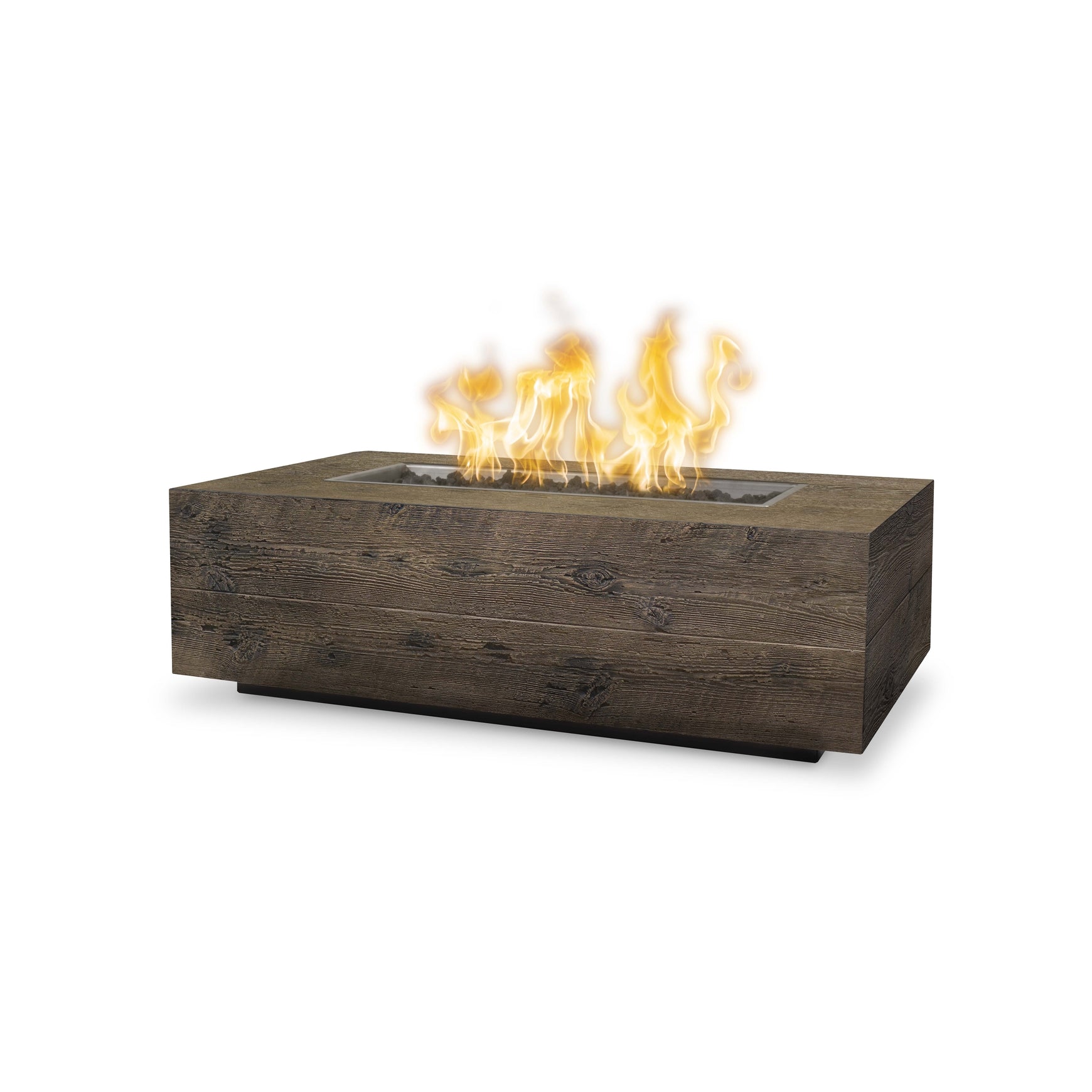 Rectangular Coronado Fire Pit – Wood Grain GFRC Concrete for a Modern, Natural Feel