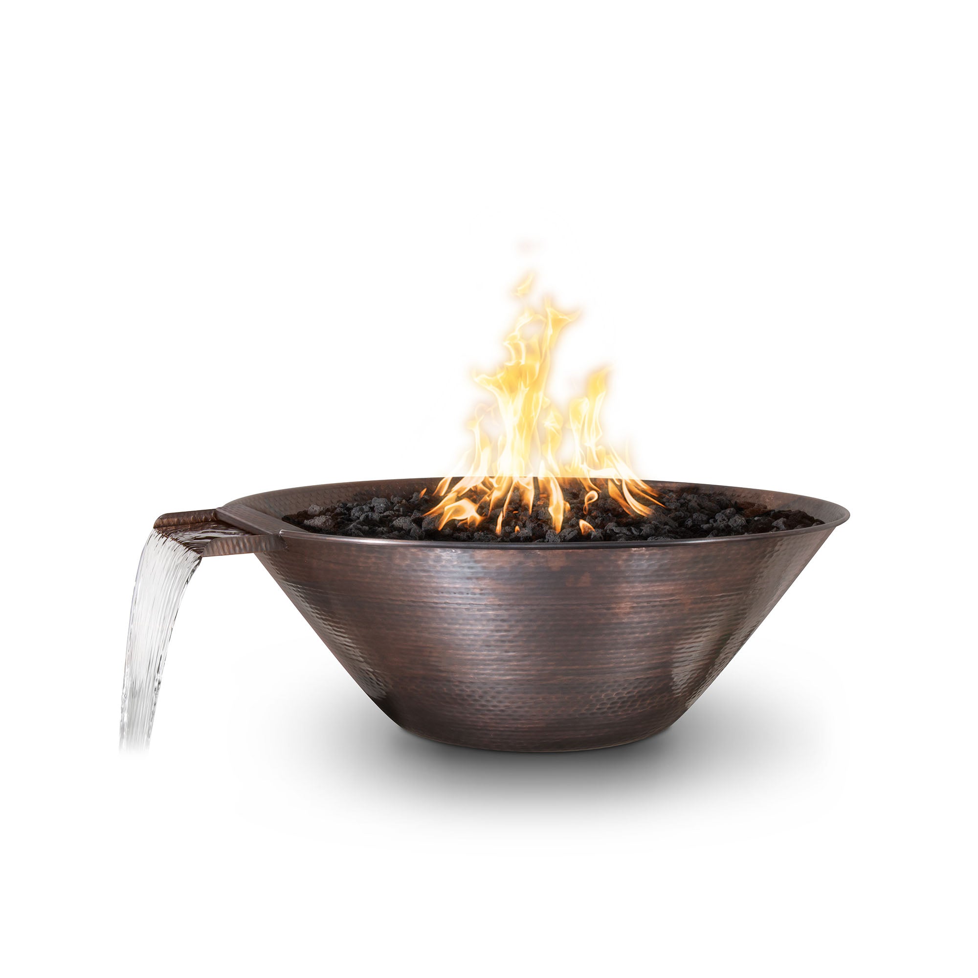 The Outdoor Plus Round Remi Hammered Copper Fire & Water Bowl